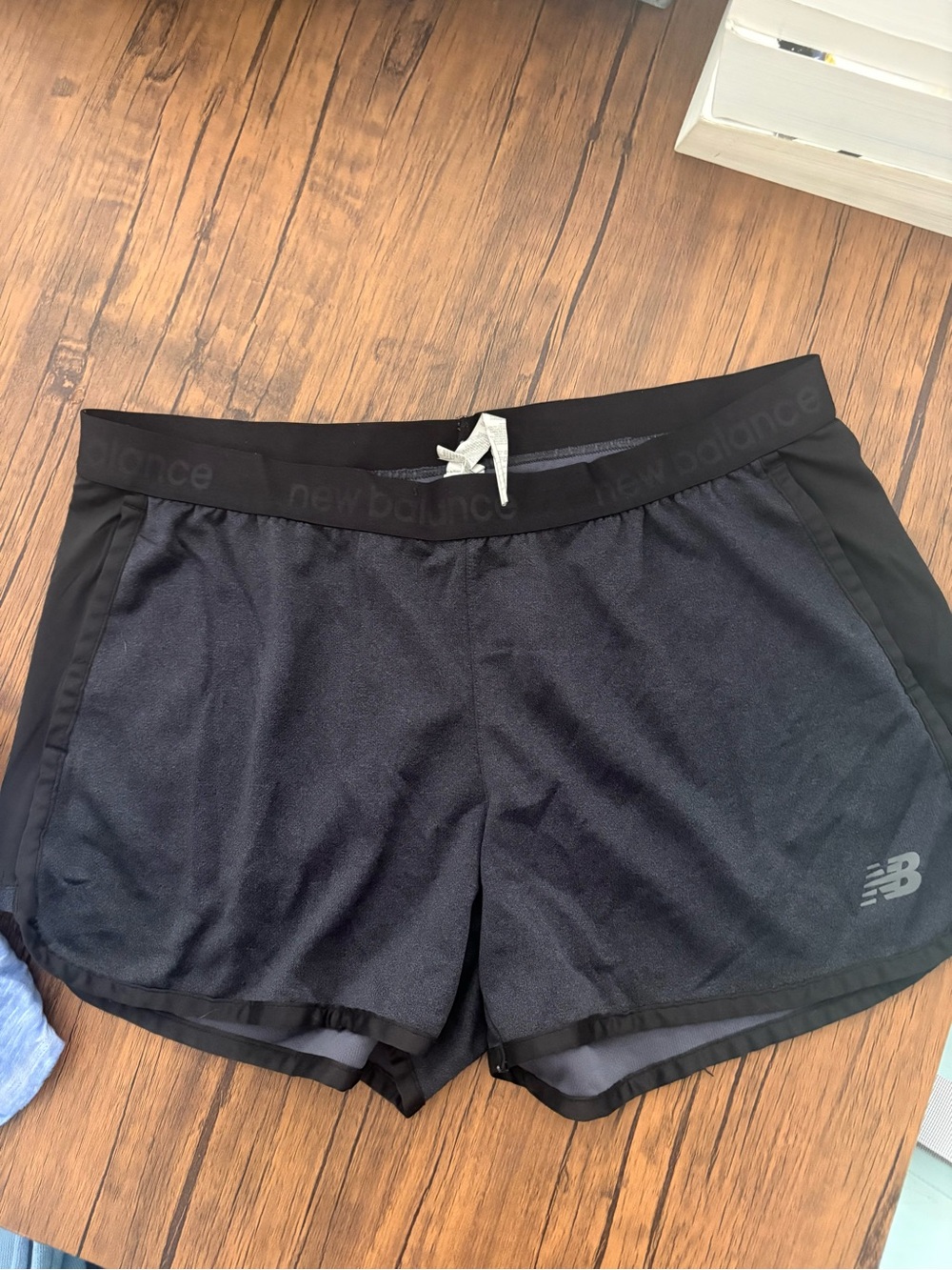 New Balance Black and Dark Gray Athletic Shorts with Inner Tag